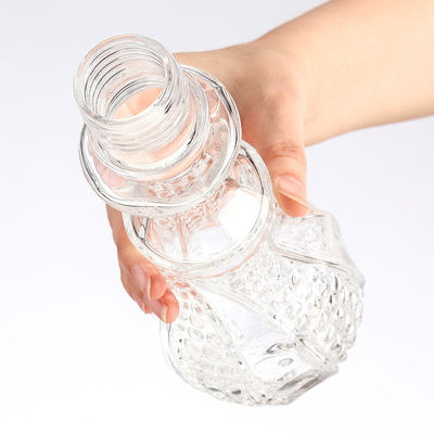 Glass Small Wine Bottle with Embossed Engraved Mini Liquor Decanter Stopper Lid 50ml 100ml