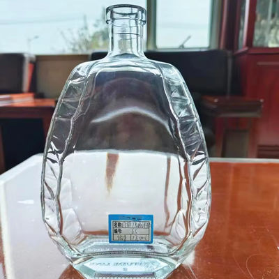 Super Flint Material Thick Bottom 750ml Glass Base Brandy Whiskey Bottle with Collar