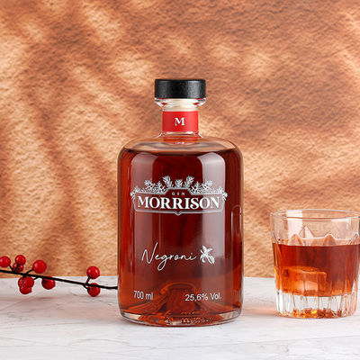 Clear Glass 100ml 250ml 375ml 500ml Round Frosted Wine Vodka Bottle with Cork Stopper