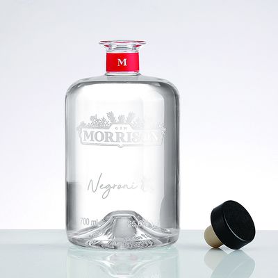 Clear Glass 100ml 250ml 375ml 500ml Round Frosted Wine Vodka Bottle with Cork Stopper