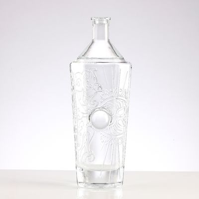 Clear Customized Twist Pattern Liquor Spirit Wine Brandy Bourbon Tequila Glass Bottle