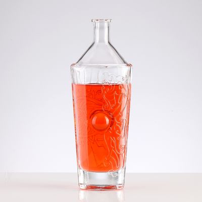 Clear Customized Twist Pattern Liquor Spirit Wine Brandy Bourbon Tequila Glass Bottle
