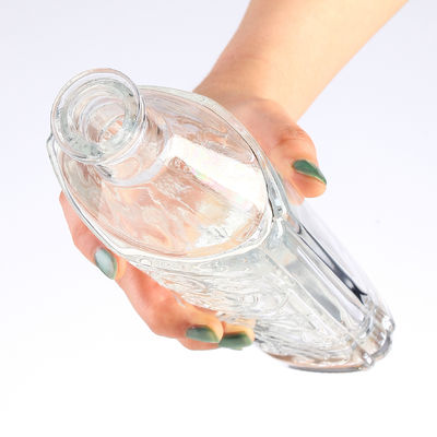 Clear Customized Twist Pattern Liquor Spirit Wine Brandy Bourbon Tequila Glass Bottle