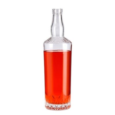 750ml Custom Design Glass Whisky Bottle with Cork Clear and Collar Material Glass