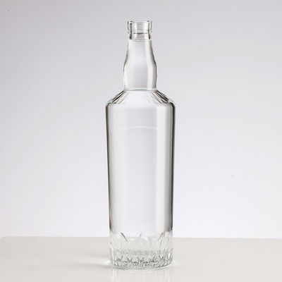 750ml Custom Design Glass Whisky Bottle with Cork Clear and Collar Material Glass