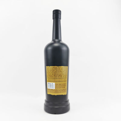 Glass Collar Matte Black Empty Vodka Gin Bottle with Stopper 500ml 700ml 750ml 1000ml