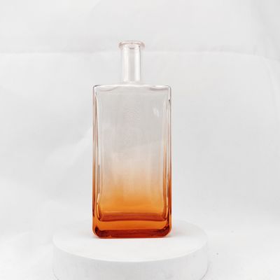 Glass Collar Round Shape Brandy Tequila Whisky Bourbon Empty Bottle 500ml Transparent