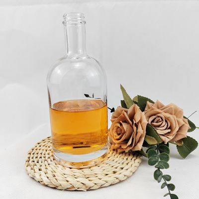 Round 750ml Vodka Spirit Bottle With Custom Glass Bottle and Cap Color Custom Color