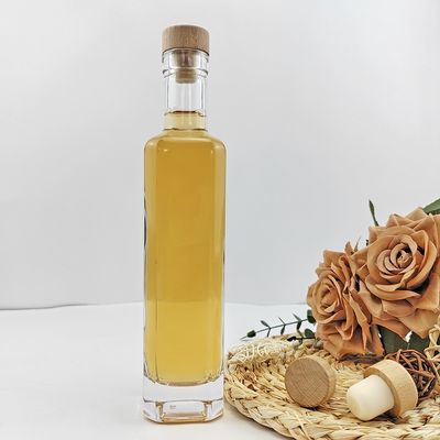 Glass Products Slim Rectangular Wine Bottle with Cork Stopper 200ml 375ml 500ml 750ml