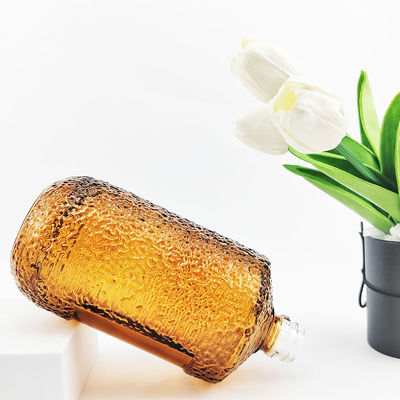 750ml Brown Glass Wine Bottle with Textured Surface Body Material Glass Clear Empty