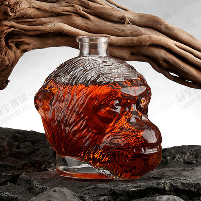 200ml Round Glass Bottle for Liquor Vodka Wine Whiskey Monkey Head Embellishment