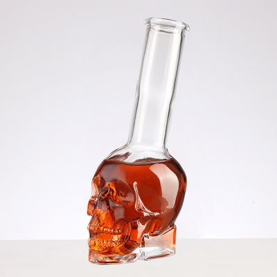 Glass Collar 300ml/500ml Longneck Skull Wine Bottle for Decorative in Colors Request