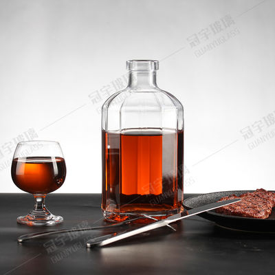 Customized Long Neck Wine Clear Glass Bottle 700ml 750ml with Clear Cork Clear