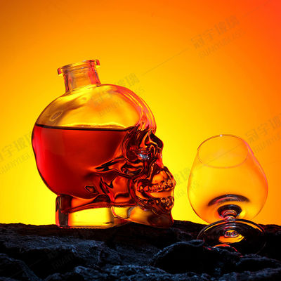 Sealing Type Cork 400ml/750ml Skull Glass Wine Bottle for Home Decoration