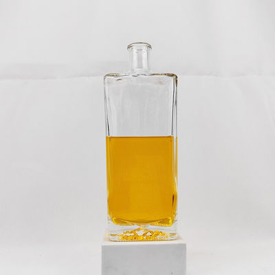Clear Cuboid Crystal Agave Glass Bottle with Cork Cap 500ML 750ML 1000ML Hot Style