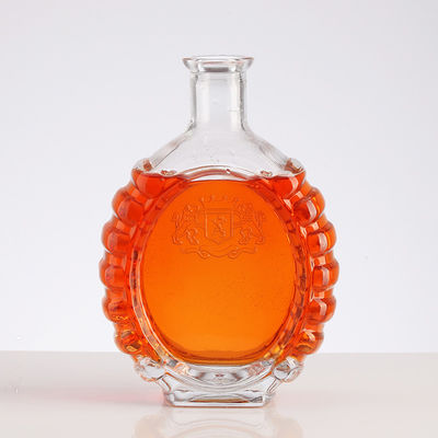 Hot Stamping 500ML Ultra Clear Brandy Glass Bottle With Embossed Logo