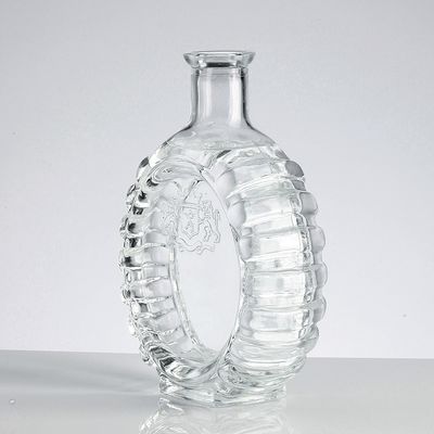Hot Stamping 500ML Ultra Clear Brandy Glass Bottle With Embossed Logo