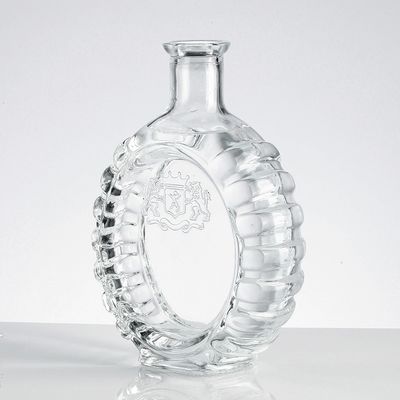 Hot Stamping 500ML Ultra Clear Brandy Glass Bottle With Embossed Logo
