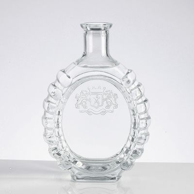 Hot Stamping 500ML Ultra Clear Brandy Glass Bottle With Embossed Logo