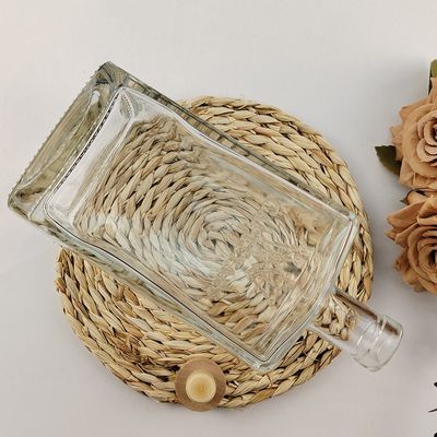 Glass Collar 750ml 500ml 375ml 200ml 100ml Vodka Spirit Gin Rum Glass Bottle with Cork