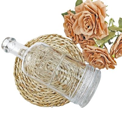 Custom Glass Bottle for Vodka Spirits High Polymer Plug Transparent Cylindrical Shape