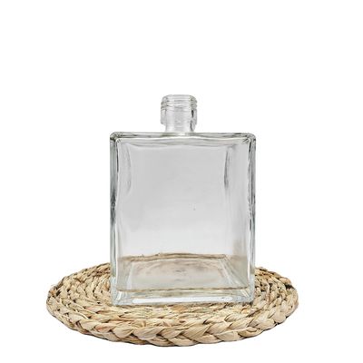 Glass Cube Shape Transparent Clear Empty Thicken Wall Liquor Wine Bottle with Material