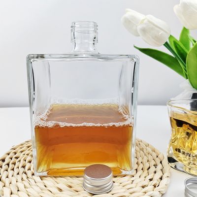 Glass Cube Shape Transparent Clear Empty Thicken Wall Liquor Wine Bottle with Material