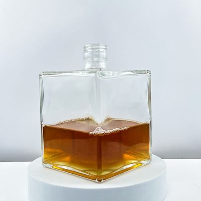Glass Cube Shape Transparent Clear Empty Thicken Wall Liquor Wine Bottle with Material