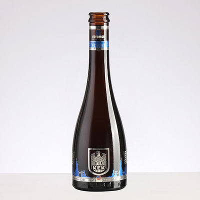 Glass Collar 330ml Flint Amber Cobalt Blue Bottle with Customized Logo and Crown Cap