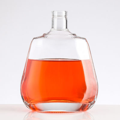 Empty Cylinder Liquor Wine 750ml Glass Vodka Bottle with Clear Glass Collar Material