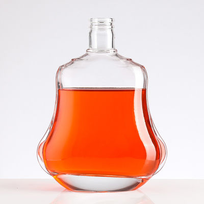 Empty Cylinder Liquor Wine 750ml Glass Vodka Bottle with Clear Glass Collar Material