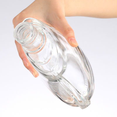 Empty Cylinder Liquor Wine 750ml Glass Vodka Bottle with Clear Glass Collar Material