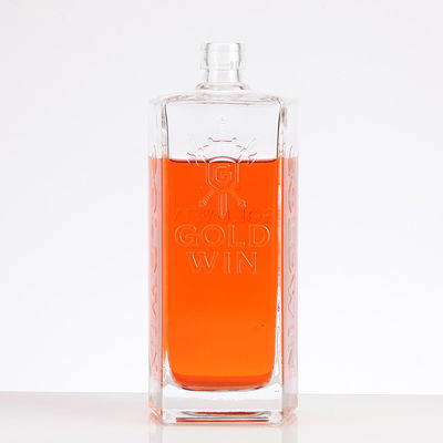 Hot Stamping Surface Engraved Letter Bottle for Beverage Square Whiskey Rum Brandy