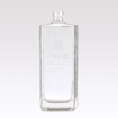 Hot Stamping Surface Engraved Letter Bottle for Beverage Square Whiskey Rum Brandy
