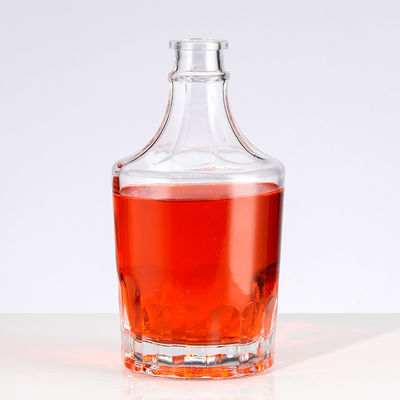 Customized 750ml Clear Glass Brandy Gin Rum Tequila Vodka Spirit Bottle with Lid
