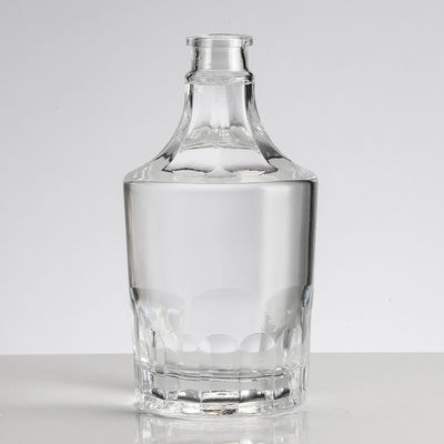 Customized 750ml Clear Glass Brandy Gin Rum Tequila Vodka Spirit Bottle with Lid