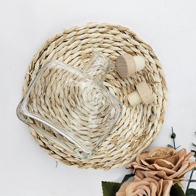 Glass Collar Square Flat Shoulder Cork Top Liquor Bottle for Special Design Packaging