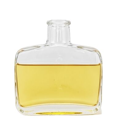 Glass Collar Square Flat Shoulder Cork Top Liquor Bottle for Special Design Packaging