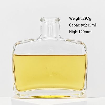 Glass Collar Square Flat Shoulder Cork Top Liquor Bottle for Special Design Packaging