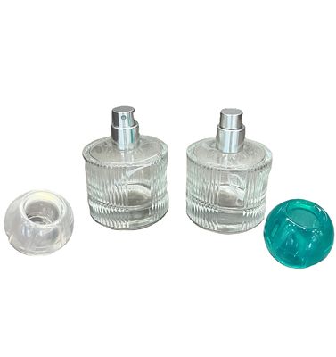 Beverage Glass Cylinder Shape Striped Classical Fragrance Parfum Spray Bottles 30ml 50ml