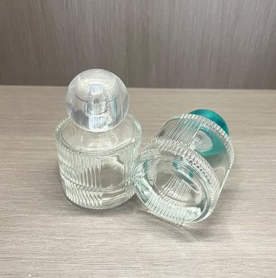 Beverage Glass Cylinder Shape Striped Classical Fragrance Parfum Spray Bottles 30ml 50ml