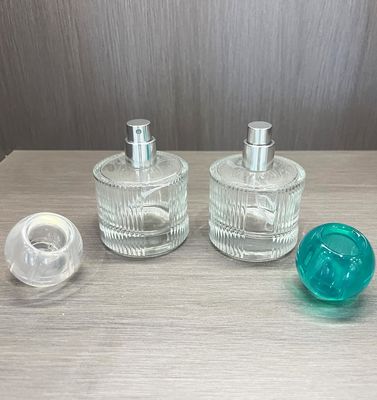 Beverage Glass Cylinder Shape Striped Classical Fragrance Parfum Spray Bottles 30ml 50ml