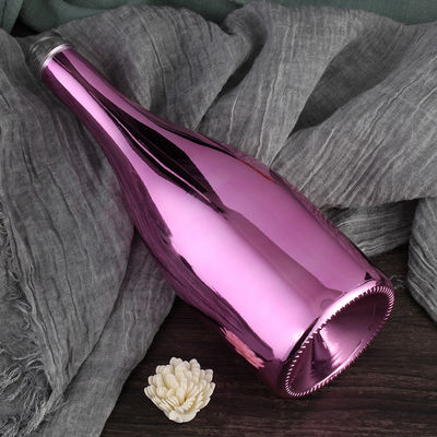 Customized Logo Glass Collar Bottles for Hot Stamping Screw Cap Purple Champagne Wine