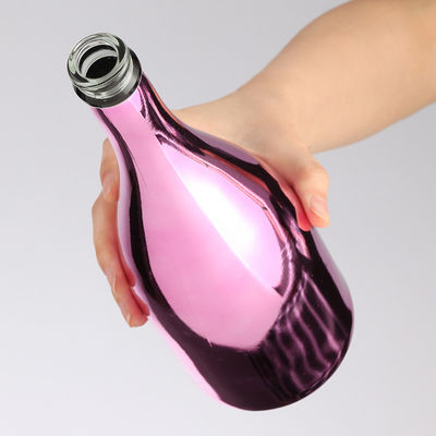 Customized Logo Glass Collar Bottles for Hot Stamping Screw Cap Purple Champagne Wine
