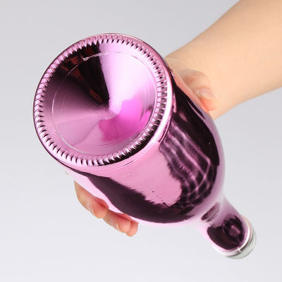 Customized Logo Glass Collar Bottles for Hot Stamping Screw Cap Purple Champagne Wine