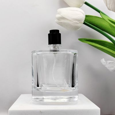 100ml 50ml Square Perfume Glass Bottle with Mist Sprayer Acid Etch Surface Handling