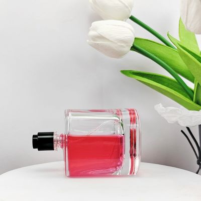 100ml 50ml Square Perfume Glass Bottle with Mist Sprayer Acid Etch Surface Handling