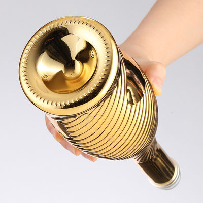 UV Surface Handling Luxury Liquor Bottle 750ml Champagne Bottle in Golden Frosted Glass