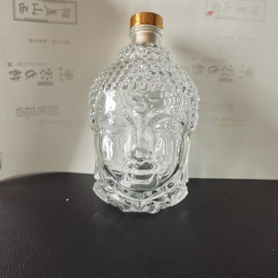 Hot Stamping Surface Handling Glass Skull Bottle with Stopper 700ml 750ml Transparent