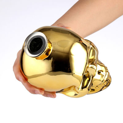 Rubber Stopper Skull Shape Glass Bottles Golden Electroplate Luxury Wine Customized Logo
